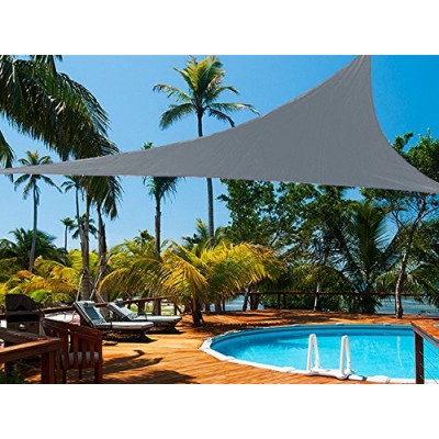 Shatex Triangle Shade Sail UV Block Fabric 12ft Grey with Steel D-rings Grey for Outdoor , Patio ,Backyard Facility and Activities   